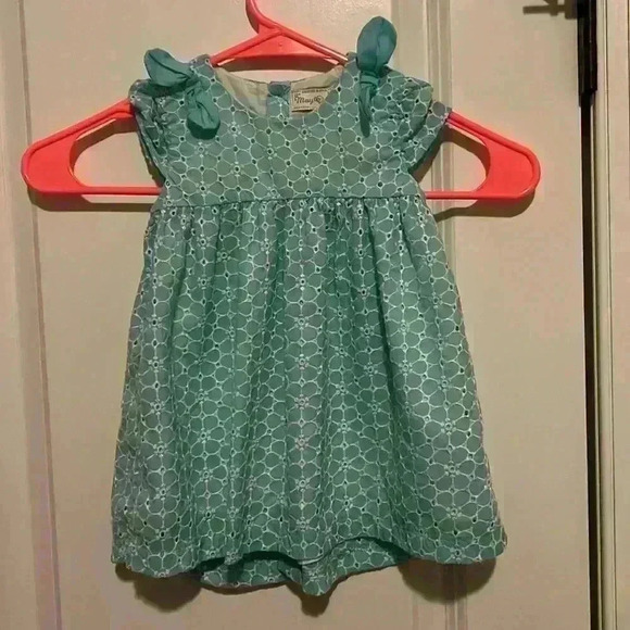 Mayoral 12 month blue baby dress w floral design lined super cute! - Picture 1 of 5